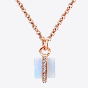 Square Natural Moonstone Pendant Necklace For Women